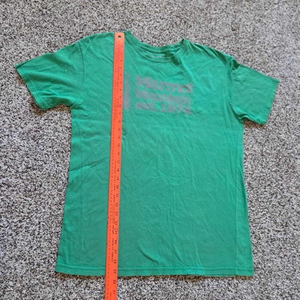 Marmot 100% Organic Cotton Graphic T-Shirt Men's Lg Green Mountain 1974 Logo - Picture 5 of 7
